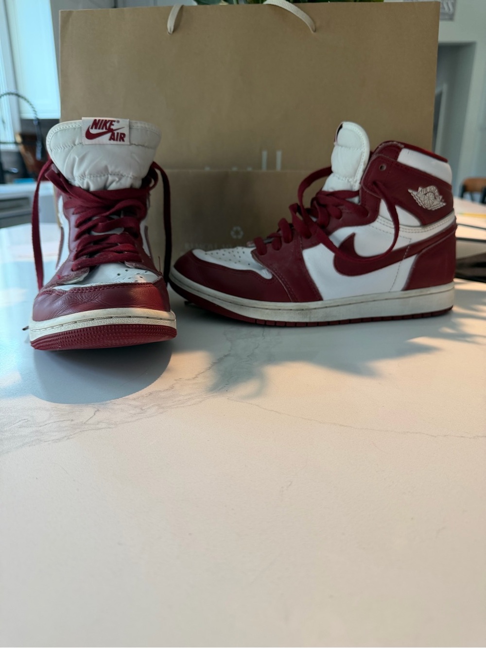 Jordan Kids High-Top Sneakers - White and Burgundy